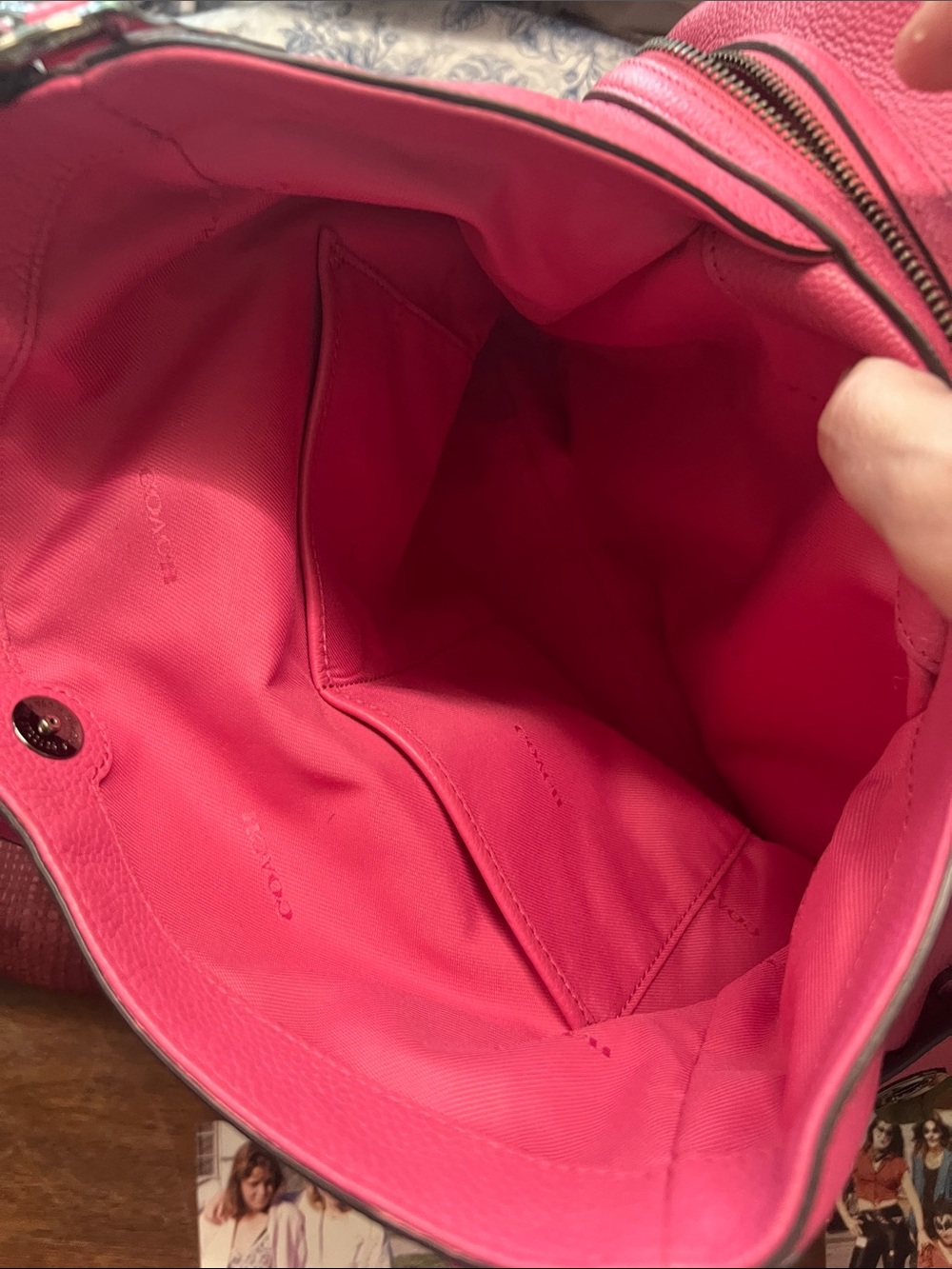 Coach Edie Dahlia Rivet Gunmetal Pink Pebbled Leather Shoulder Bag - Picture 10 of 11